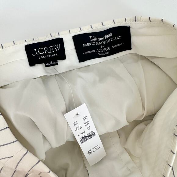 J.Crew Collection Portia Pant Ivory Pinstripe Italian Wool Classic US 00 NWT - Picture 9 of 15